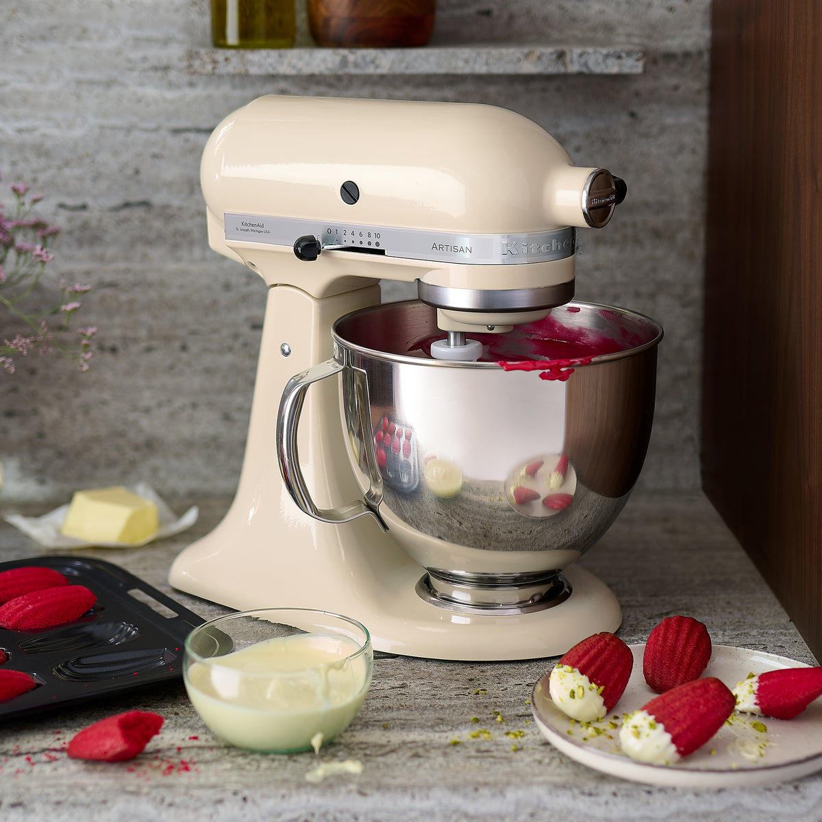 KITCHENAID - 4.7L Artisan Stand Mixer with Accessories - Almond Cream - 5KSM175PSBAC - Kitchenary