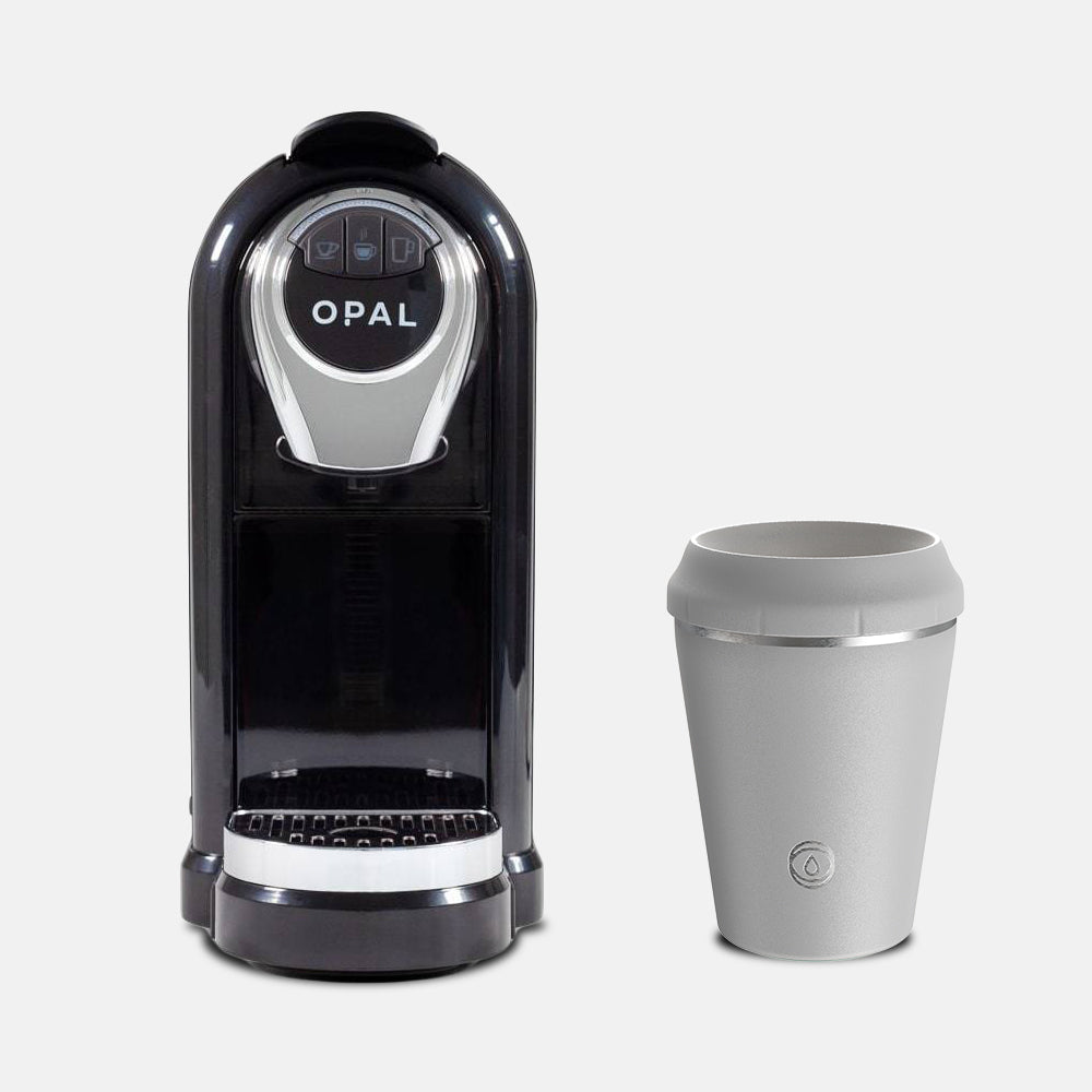 OPAL One (Black) and TOPL Flow360° Stroll Reusable Cup (Stone) Bundle