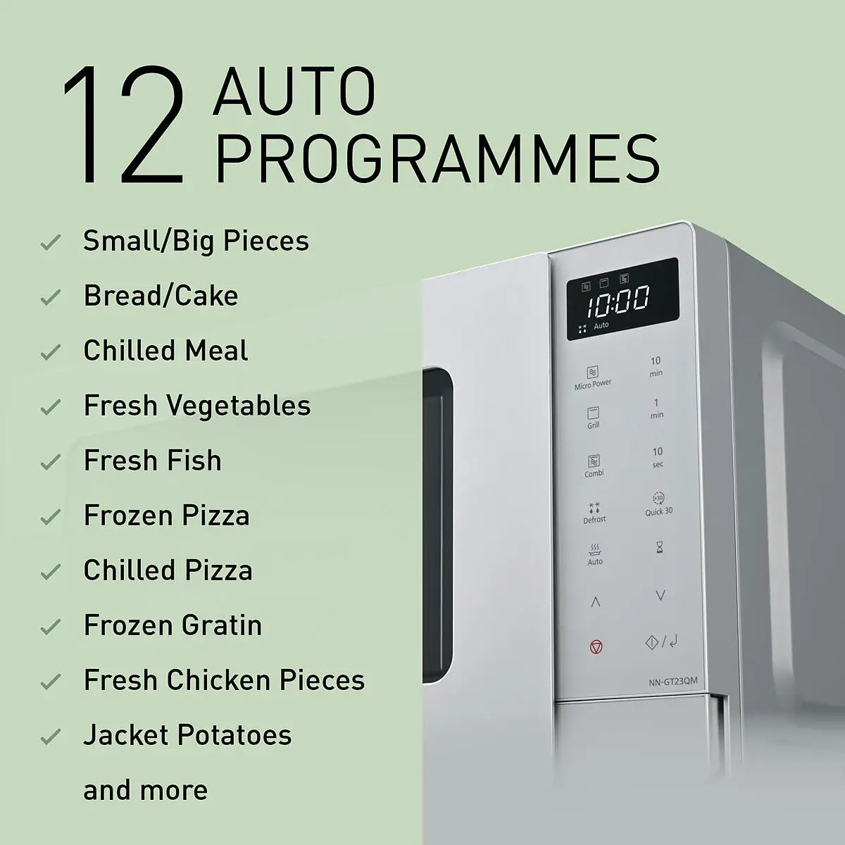 PANASONIC - 20L 1000W Combination Microwave Oven - Silver - NN-GT23QMBPQ - Kitchenary