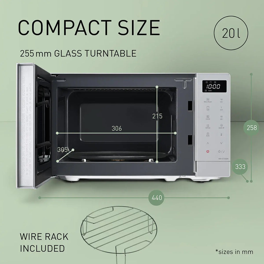 PANASONIC - 20L 1000W Combination Microwave Oven - Silver - NN-GT23QMBPQ - Kitchenary