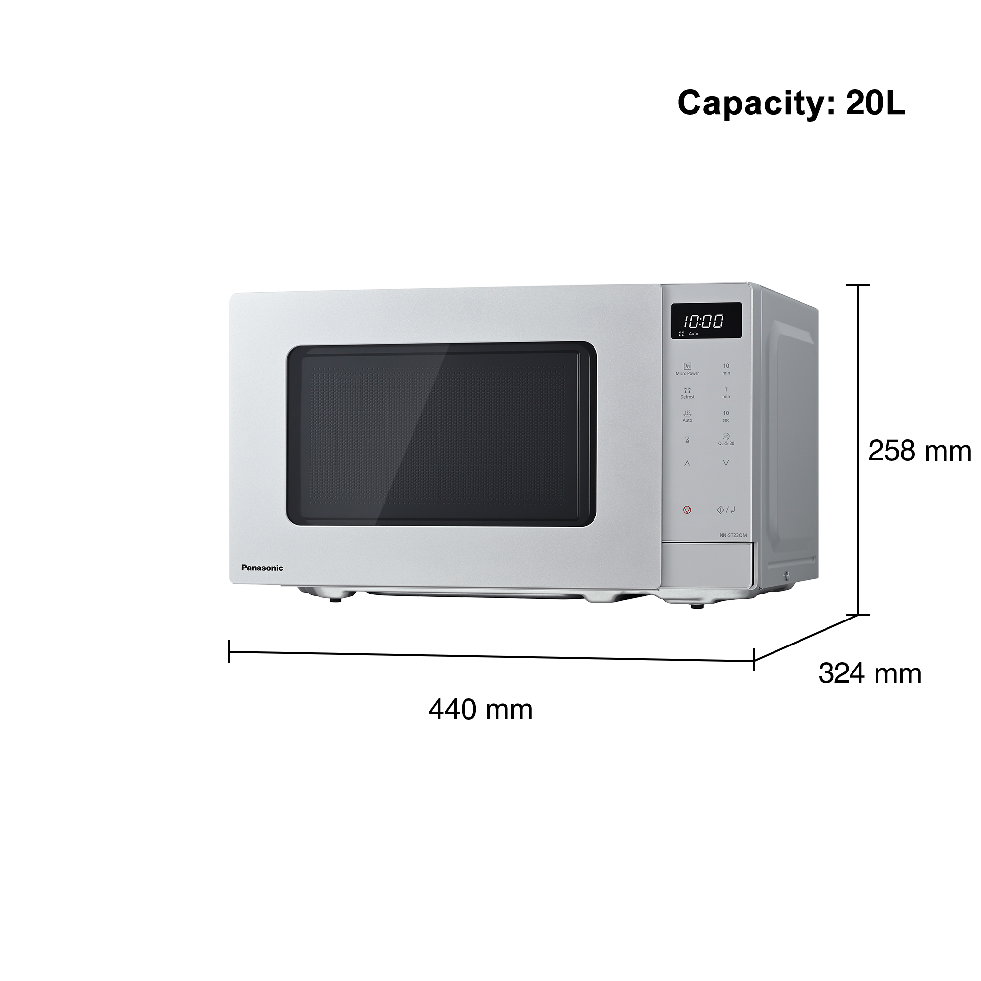 PANASONIC - 20L 800W Compact Microwave Oven Silver - NN-ST23QMBPQ - Kitchenary