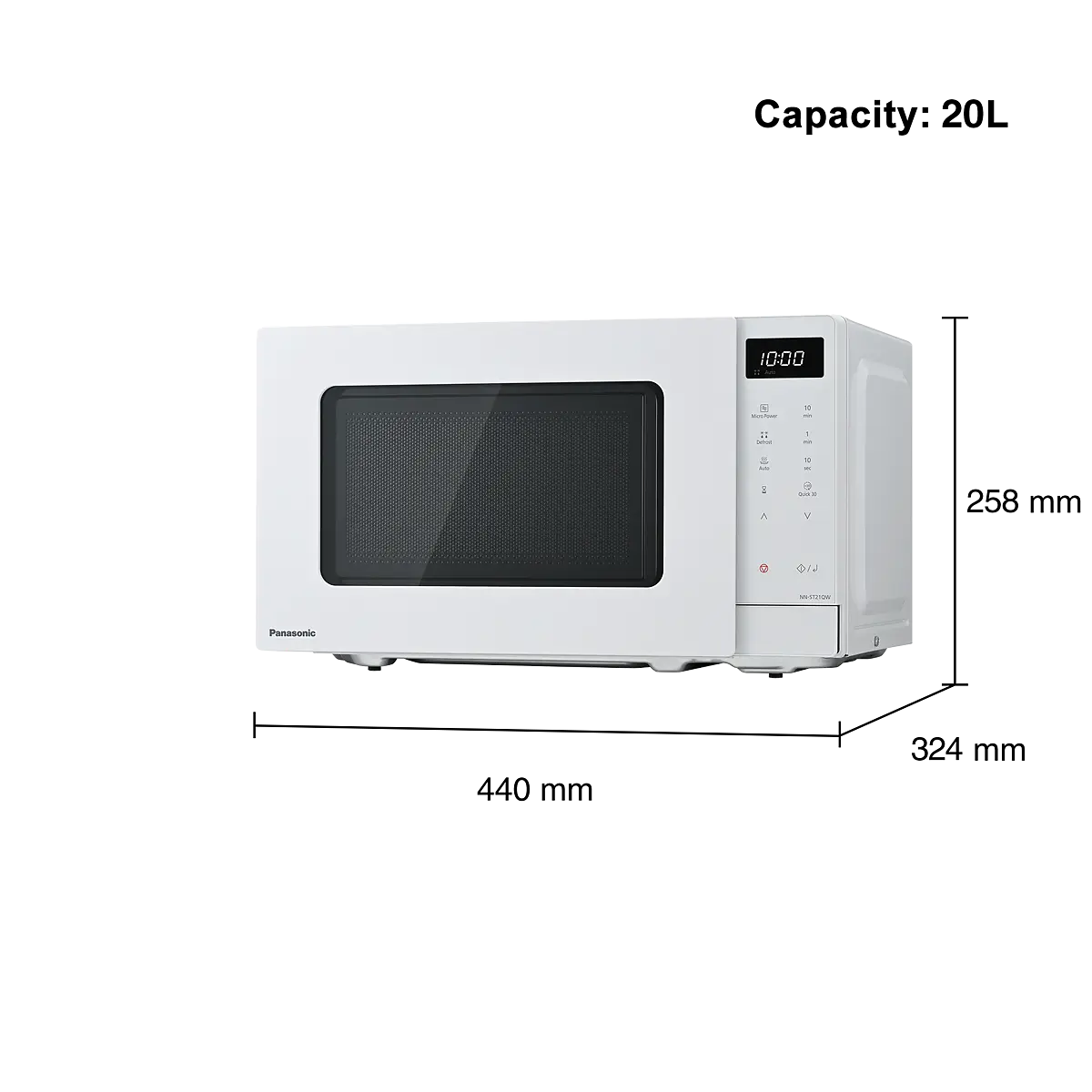 PANASONIC - 20L 800W Compact Microwave Oven White - NN-ST21QWBPQ - Kitchenary