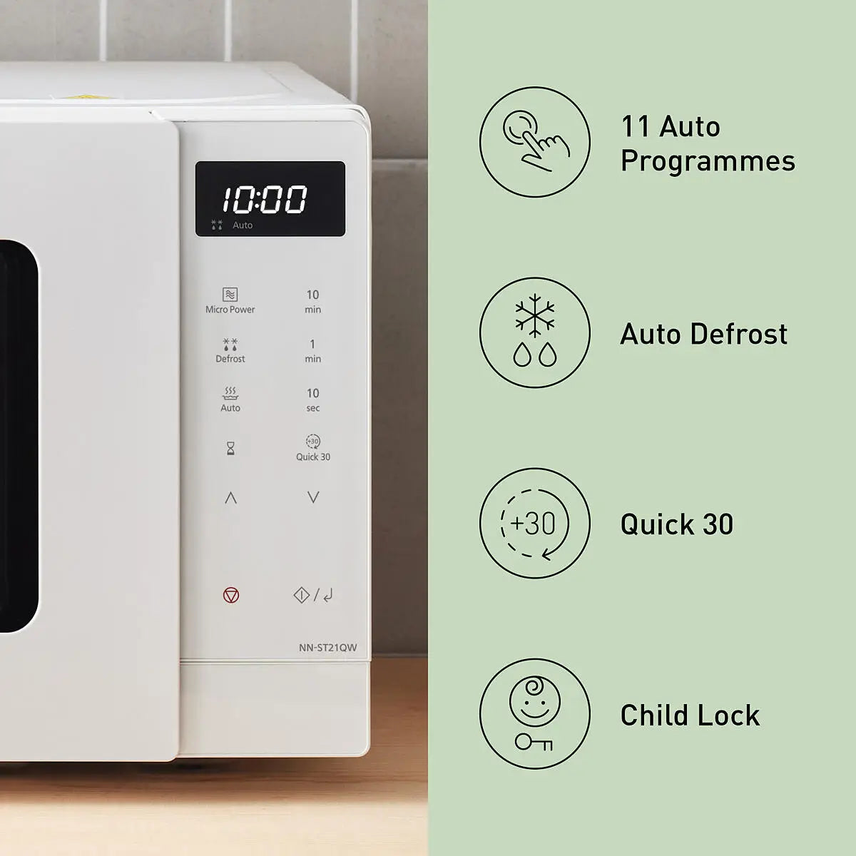 PANASONIC - 20L 800W Compact Microwave Oven White - NN-ST21QWBPQ - Kitchenary
