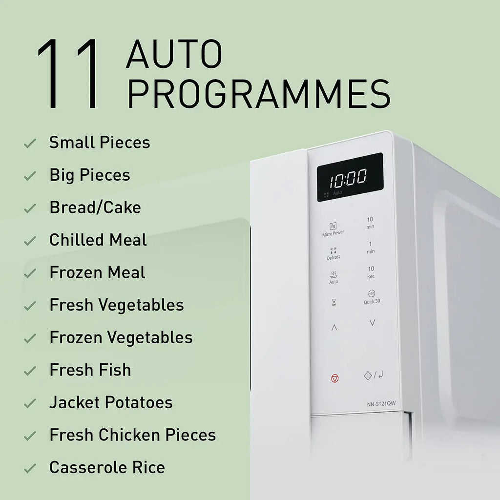 PANASONIC - 20L 800W Compact Microwave Oven White - NN-ST21QWBPQ - Kitchenary