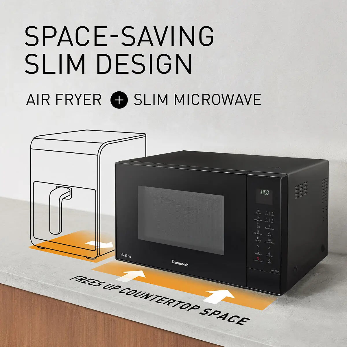 PANASONIC - 27L 1000W 4-in-1 Combi Inverter Microwave Oven Black - NN-CT56RBBPQ - Kitchenary
