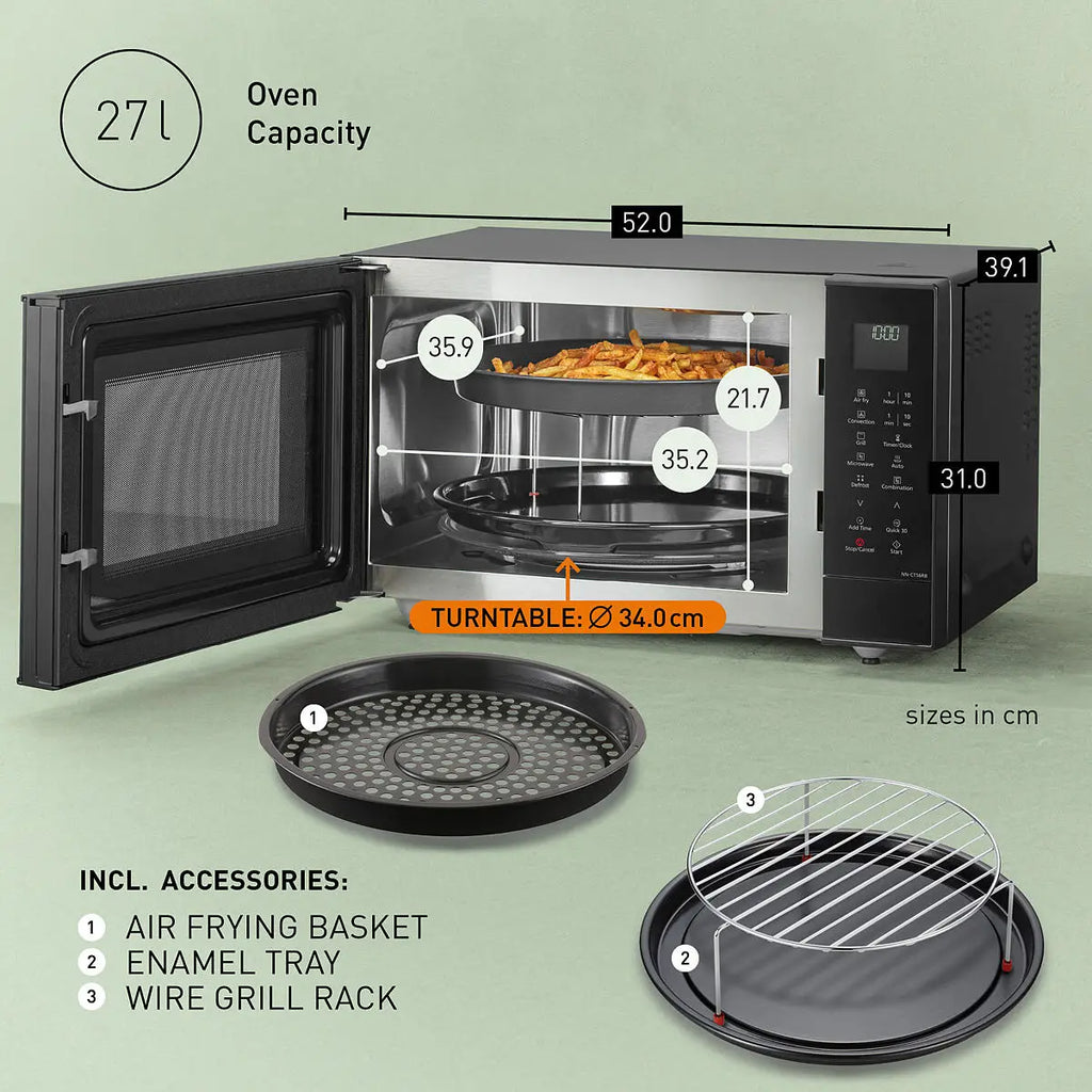 PANASONIC - 27L 1000W 4-in-1 Combi Inverter Microwave Oven Black - NN-CT56RBBPQ - Kitchenary