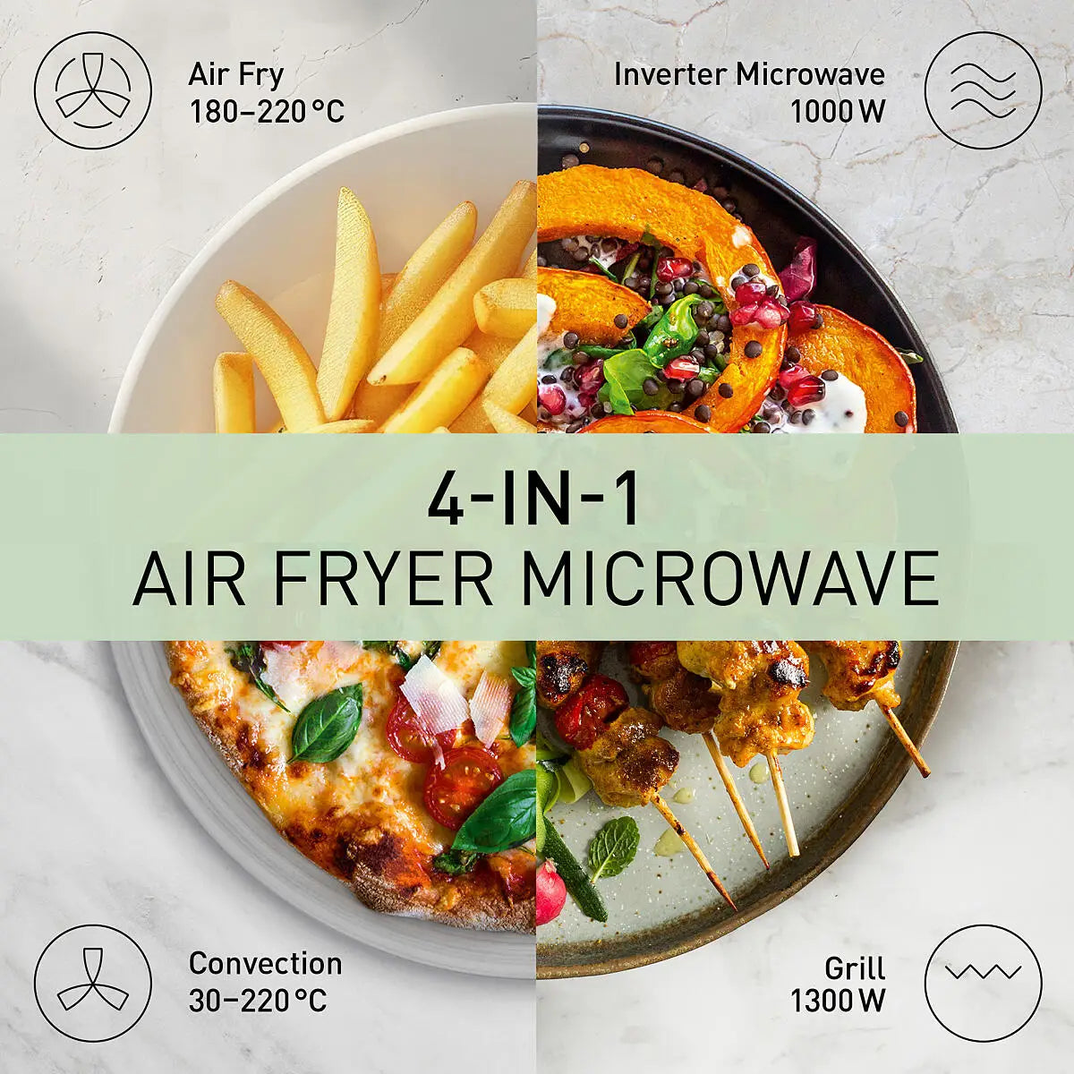 PANASONIC - 27L 1000W 4-in-1 Combi Inverter Microwave Oven Silver - NN-CT57RMBPQ - Kitchenary