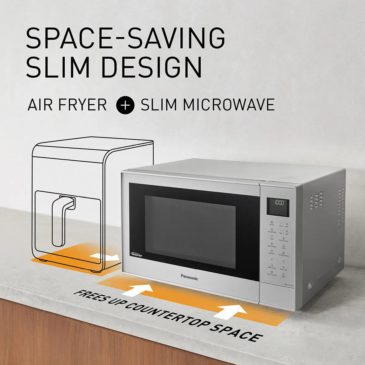 PANASONIC - 27L 1000W 4-in-1 Combi Inverter Microwave Oven Silver - NN-CT57RMBPQ - Kitchenary