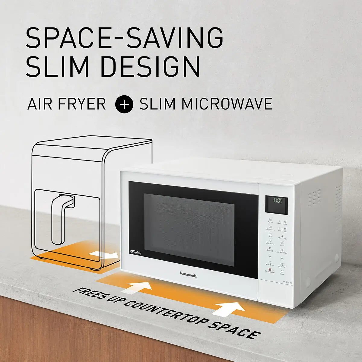 PANASONIC - 27L 1000W 4-in-1 Combi Inverter Microwave Oven White - NN-CT55RWBPQ - Kitchenary
