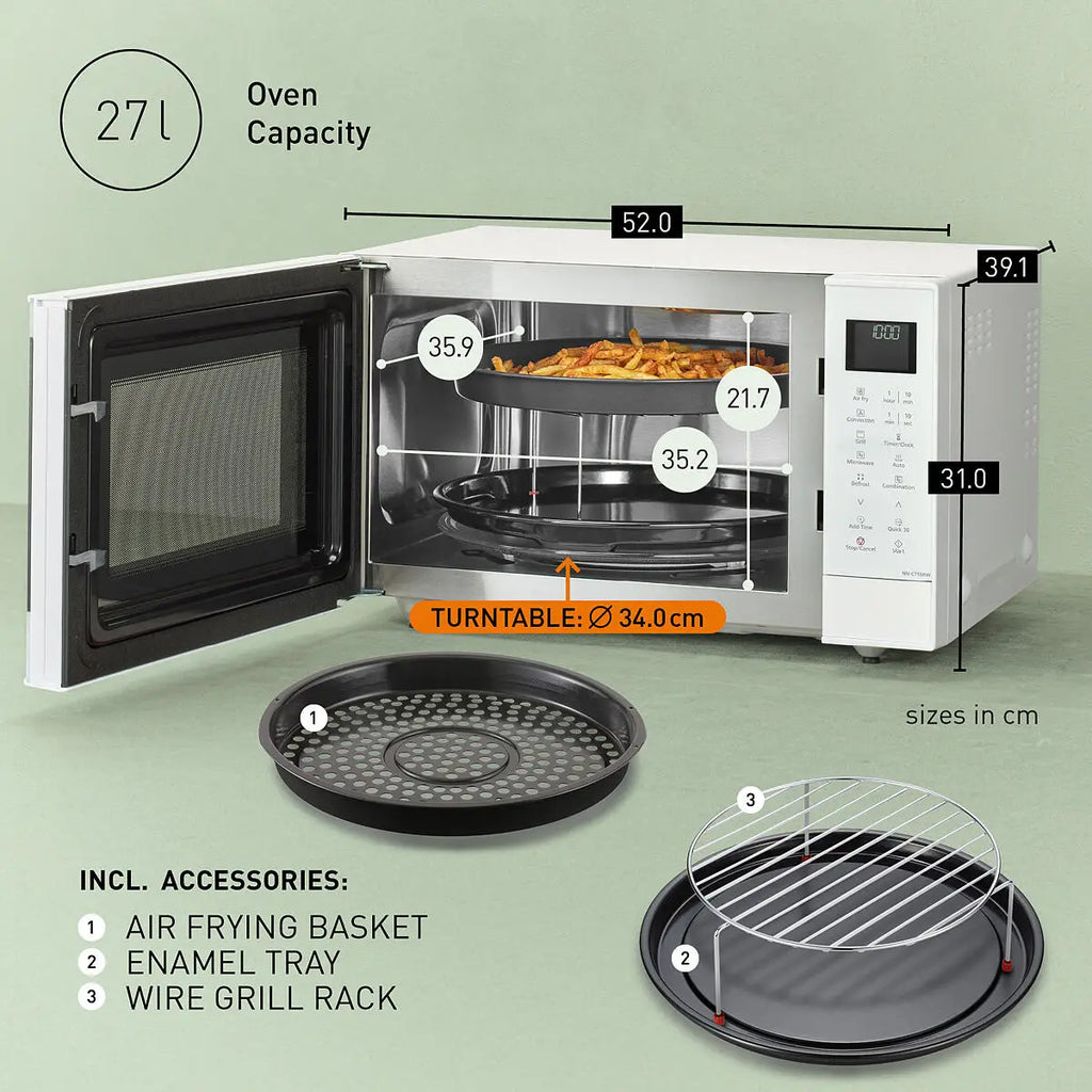 PANASONIC - 27L 1000W 4-in-1 Combi Inverter Microwave Oven White - NN-CT55RWBPQ - Kitchenary