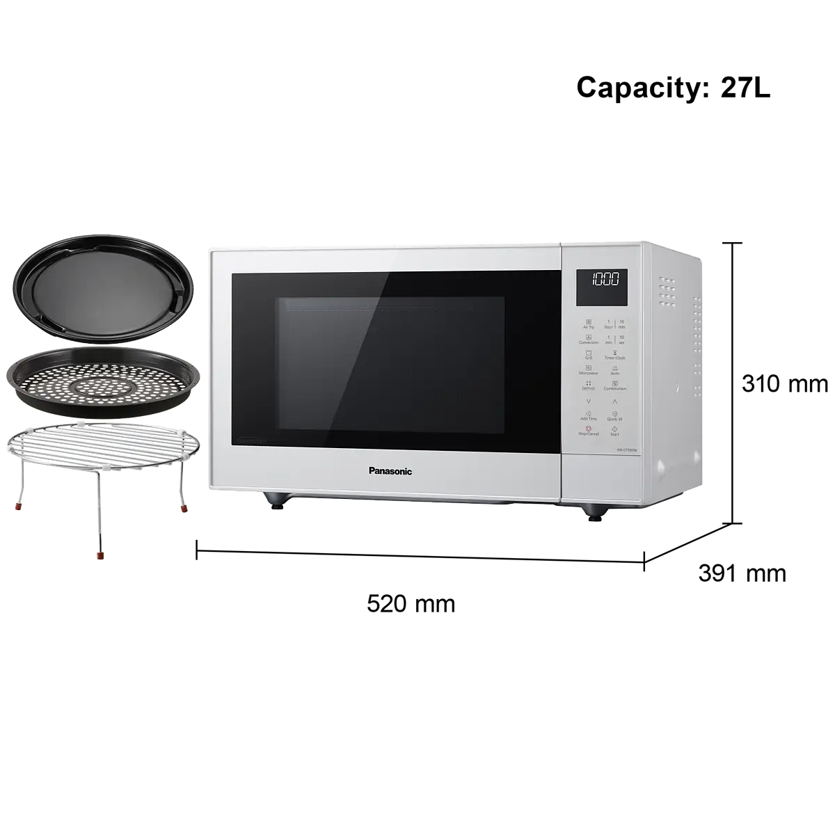 PANASONIC - 27L 1000W 4-in-1 Combi Inverter Microwave Oven White - NN-CT55RWBPQ - Kitchenary