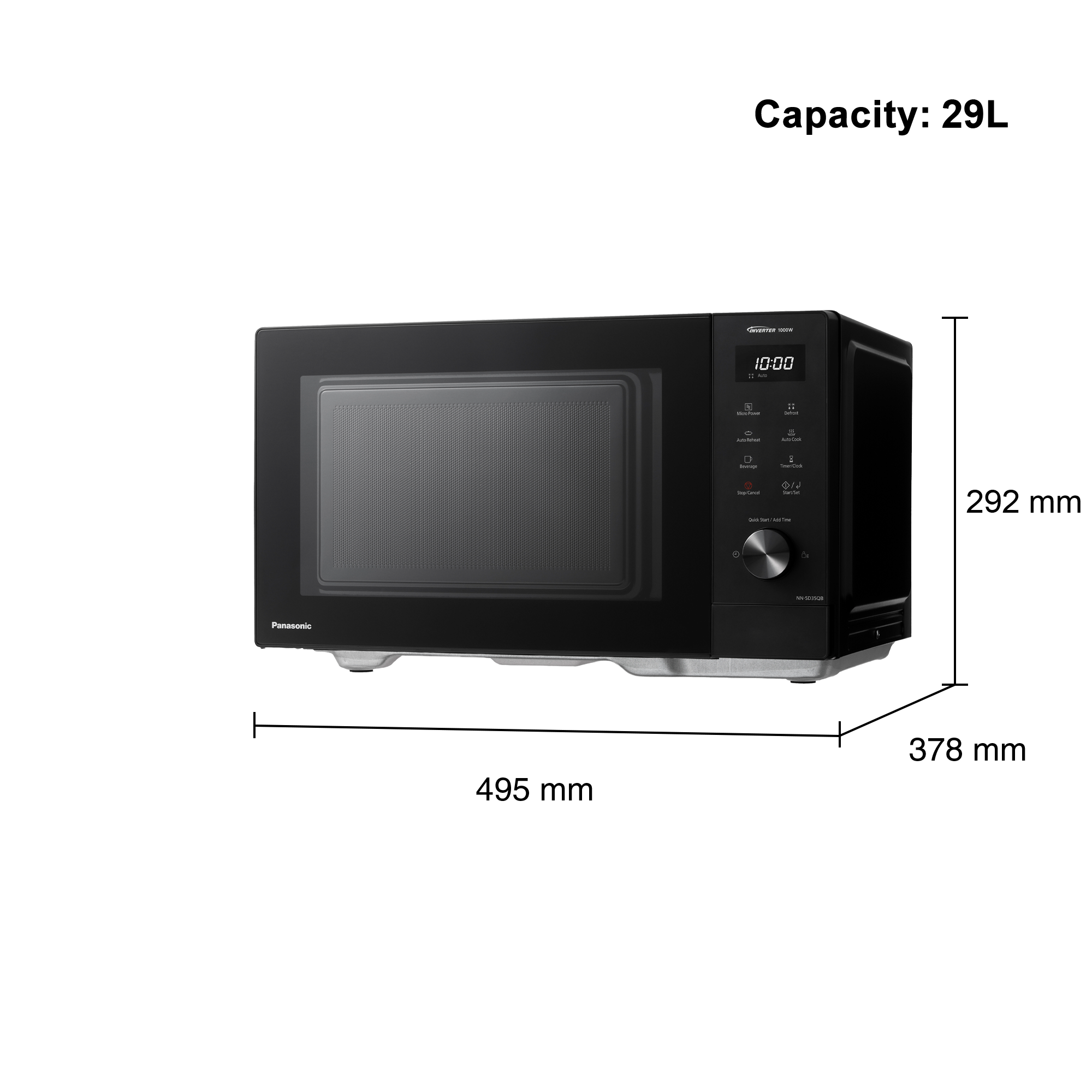 PANASONIC - 29L 1000W Inverter Solo Microwave - NN-SD35QBBPQ - Kitchenary