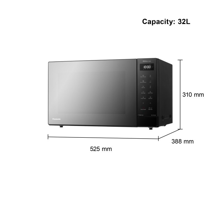 PANASONIC - 32L 1000W Solo Inverter Microwave Black - NN-ST65QBBPQ - Kitchenary