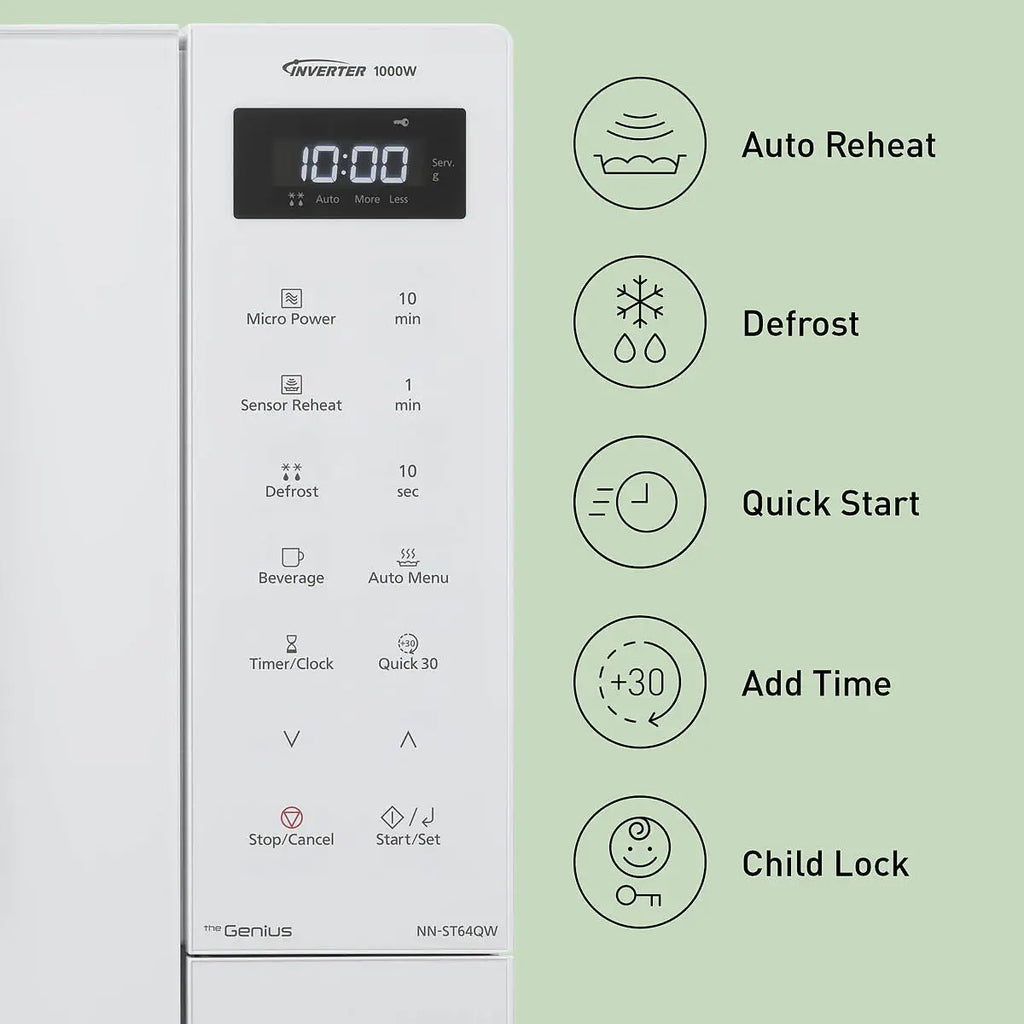PANASONIC - 32L 1000W Solo Inverter Microwave Silver - NN-ST68QSBPQ - Kitchenary
