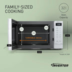 PANASONIC - 32L 1000W Solo Inverter Microwave White - NN-ST64QWBPQ - Kitchenary