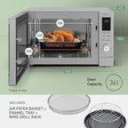 PANASONIC - 34L 1000W 4-in-1 Combi Microwave Oven with Air Fry Function - NN-CD88QSBPQ - Kitchenary