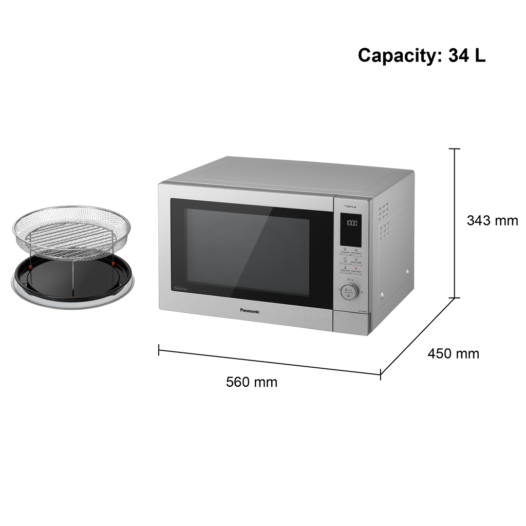 PANASONIC - 34L 1000W 4-in-1 Combi Microwave Oven with Air Fry Function - NN-CD88QSBPQ - Kitchenary