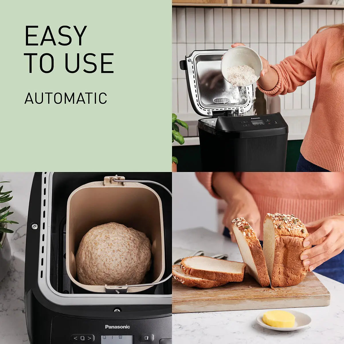 PANASONIC - Automatic Mini Breadmaker - Black - SD-PN100KXC - Kitchenary