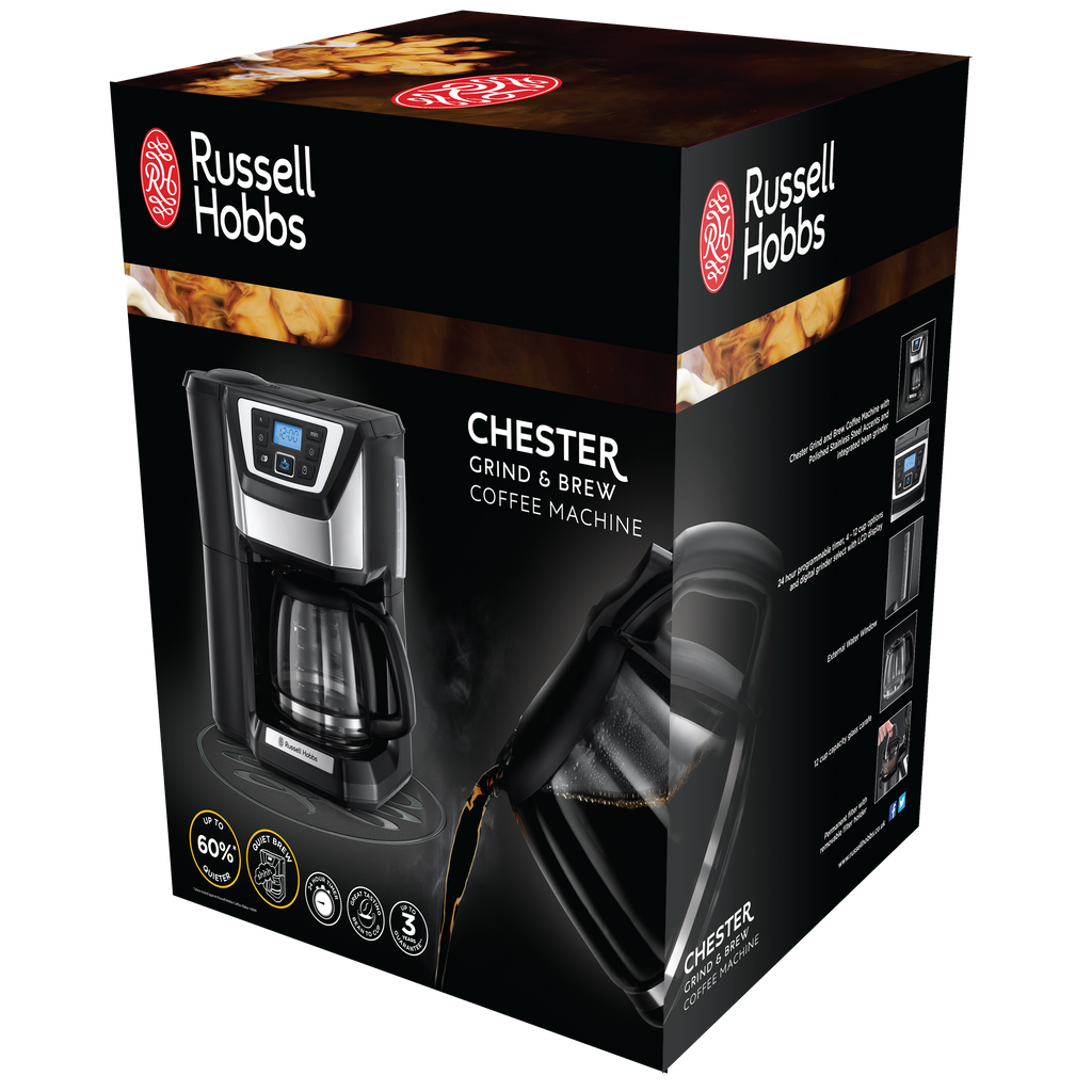 RUSSELL HOBBS - Chester Grind and Brew Coffee Machine - Black - 22000 - Kitchenary