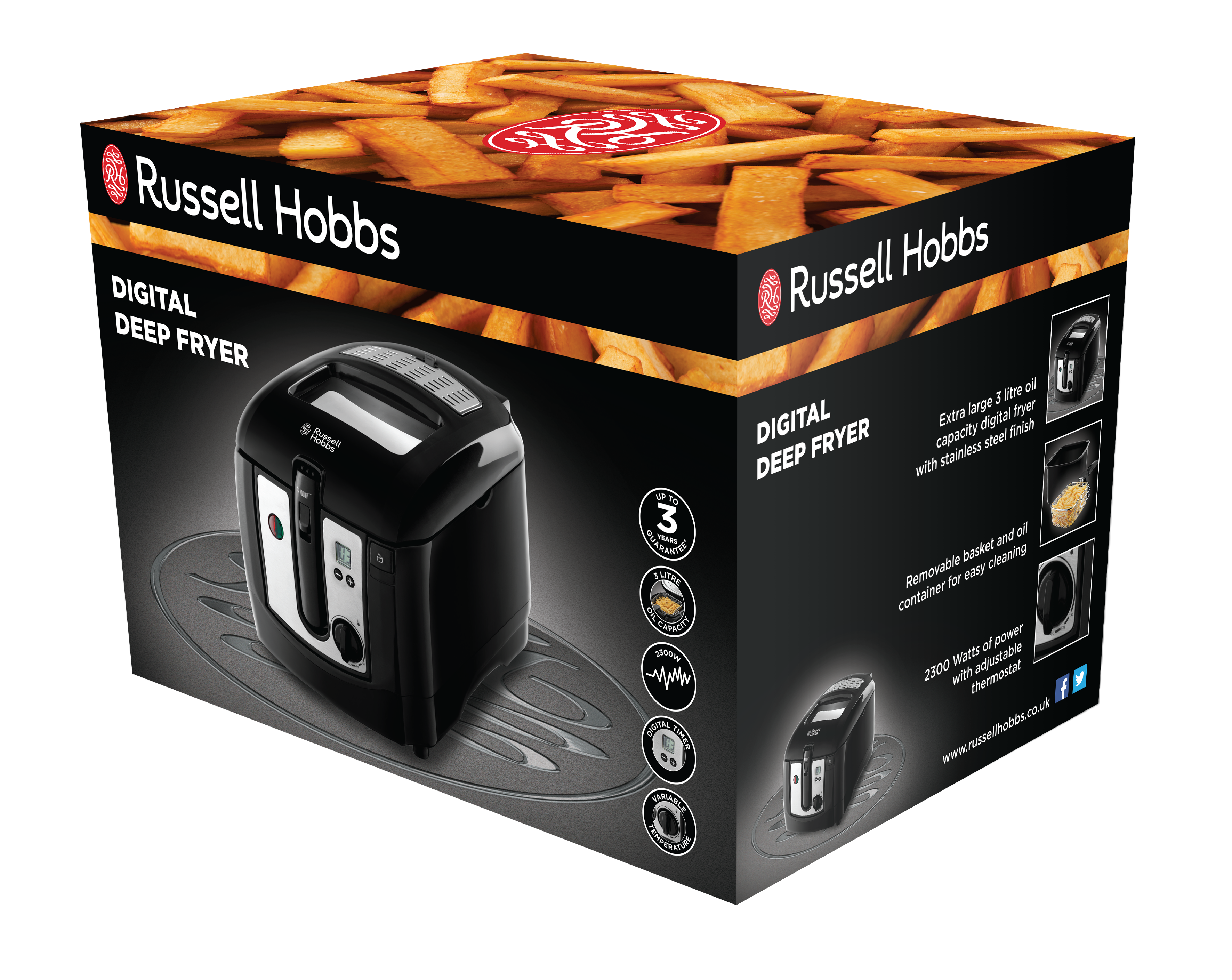 RUSSELL HOBBS - Digital Deep Fryer - Black - 24580 - Kitchenary