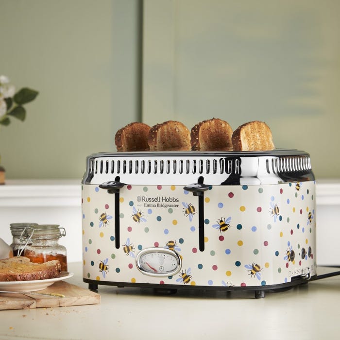 RUSSELL HOBBS - Emma Bridgewater Bumblebee & Polka Dot 4 Slice Toaster - 27250 - Kitchenary