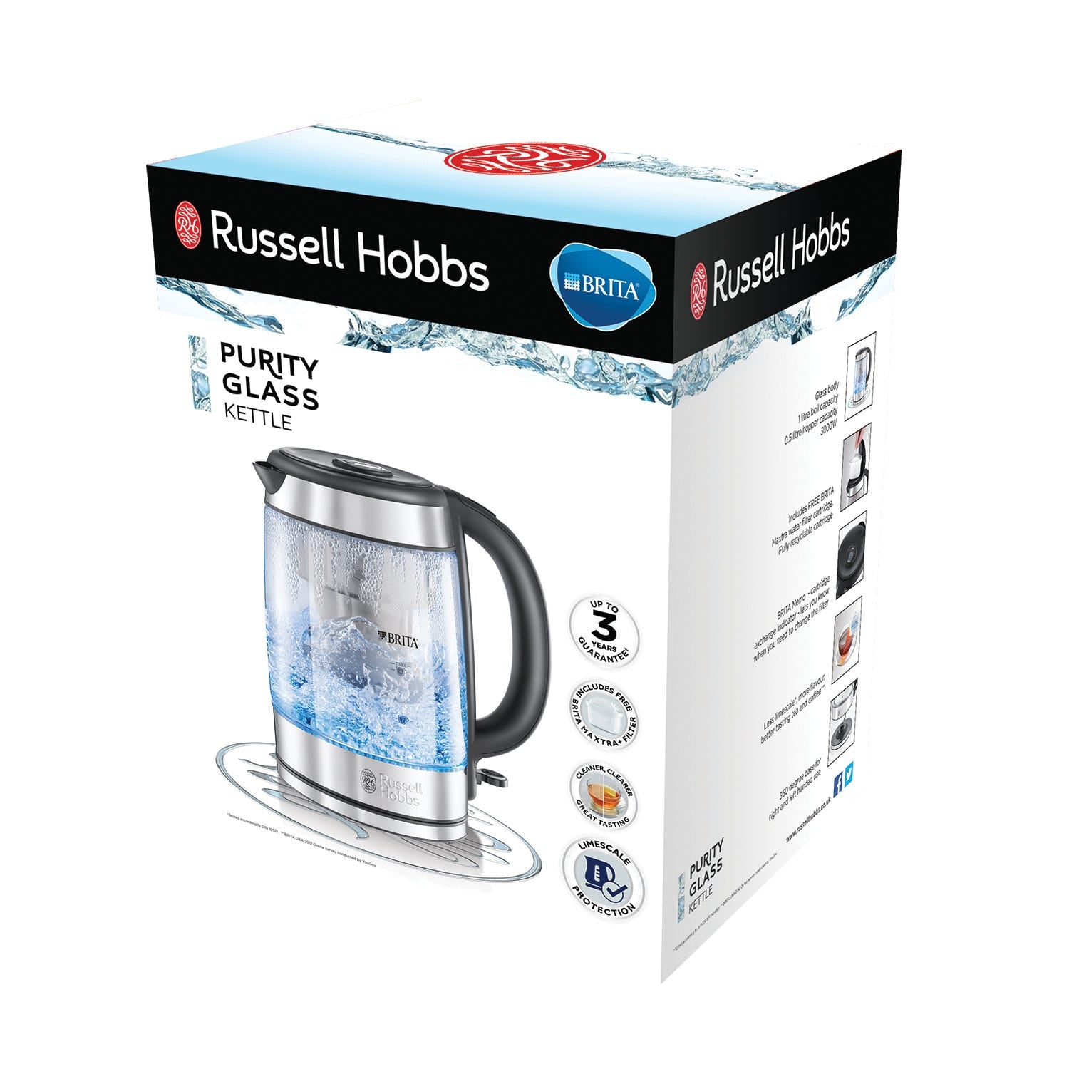 RUSSELL HOBBS - Purity Glass Brita Kettle - Clear - 20760-10 - Kitchenary