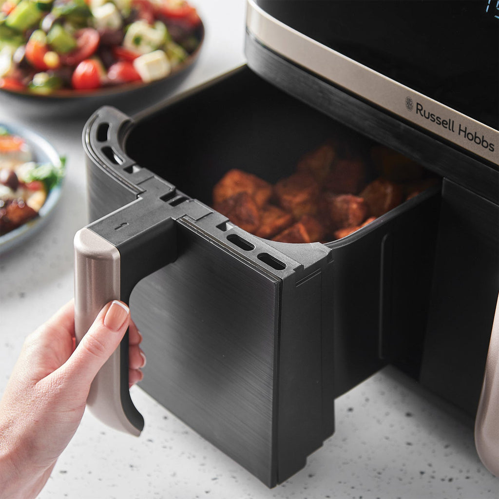 RUSSELL HOBBS - Satisfry 9L Dual Basket Air Fryer - Black - 27680 - Kitchenary
