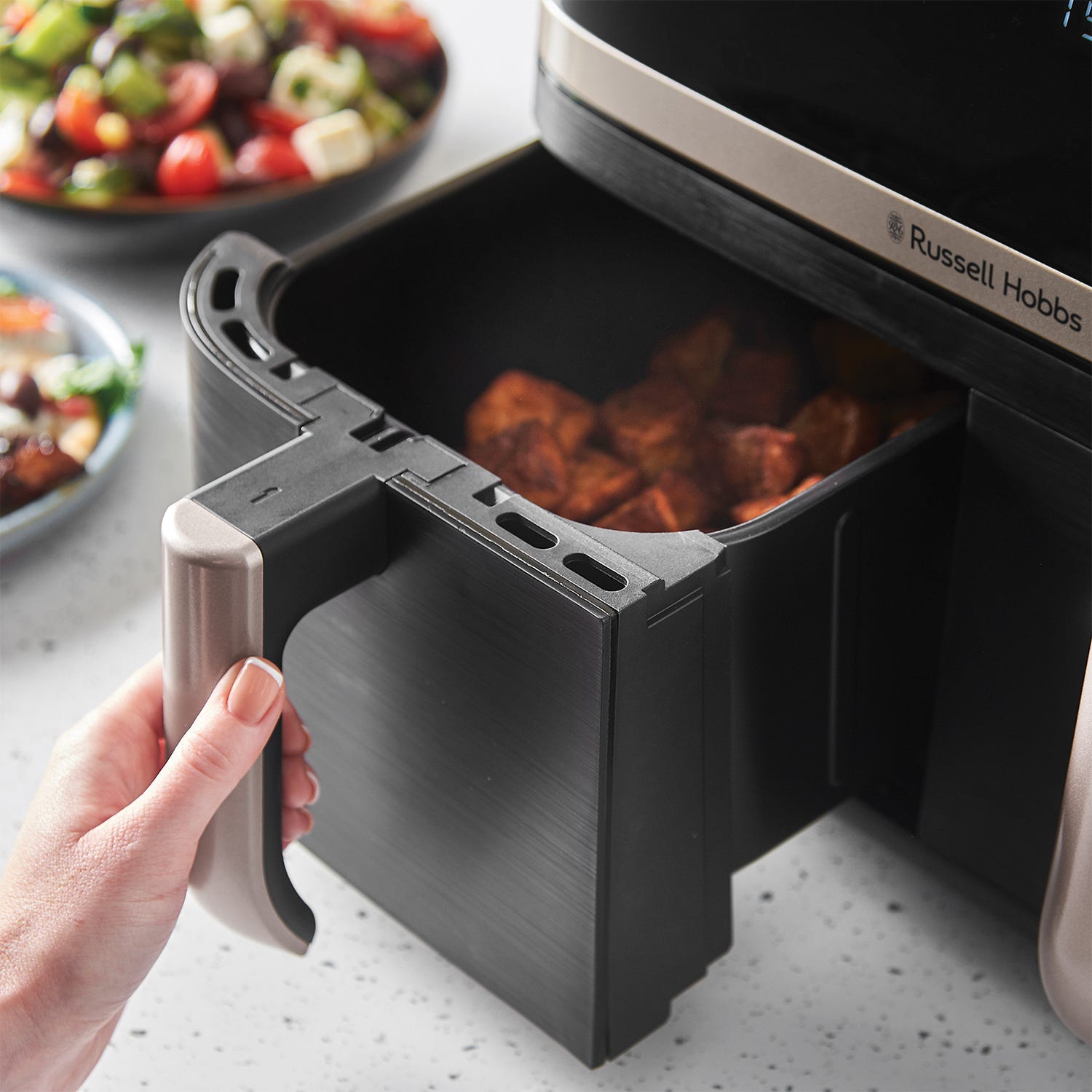 RUSSELL HOBBS - Satisfry 9L Dual Basket Air Fryer - Black - 27680 - Kitchenary