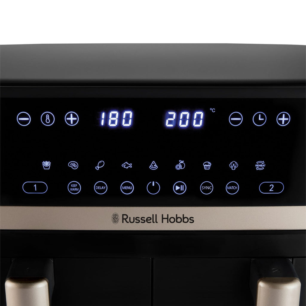 RUSSELL HOBBS - Satisfry 9L Dual Basket Air Fryer - Black - 27680 - Kitchenary