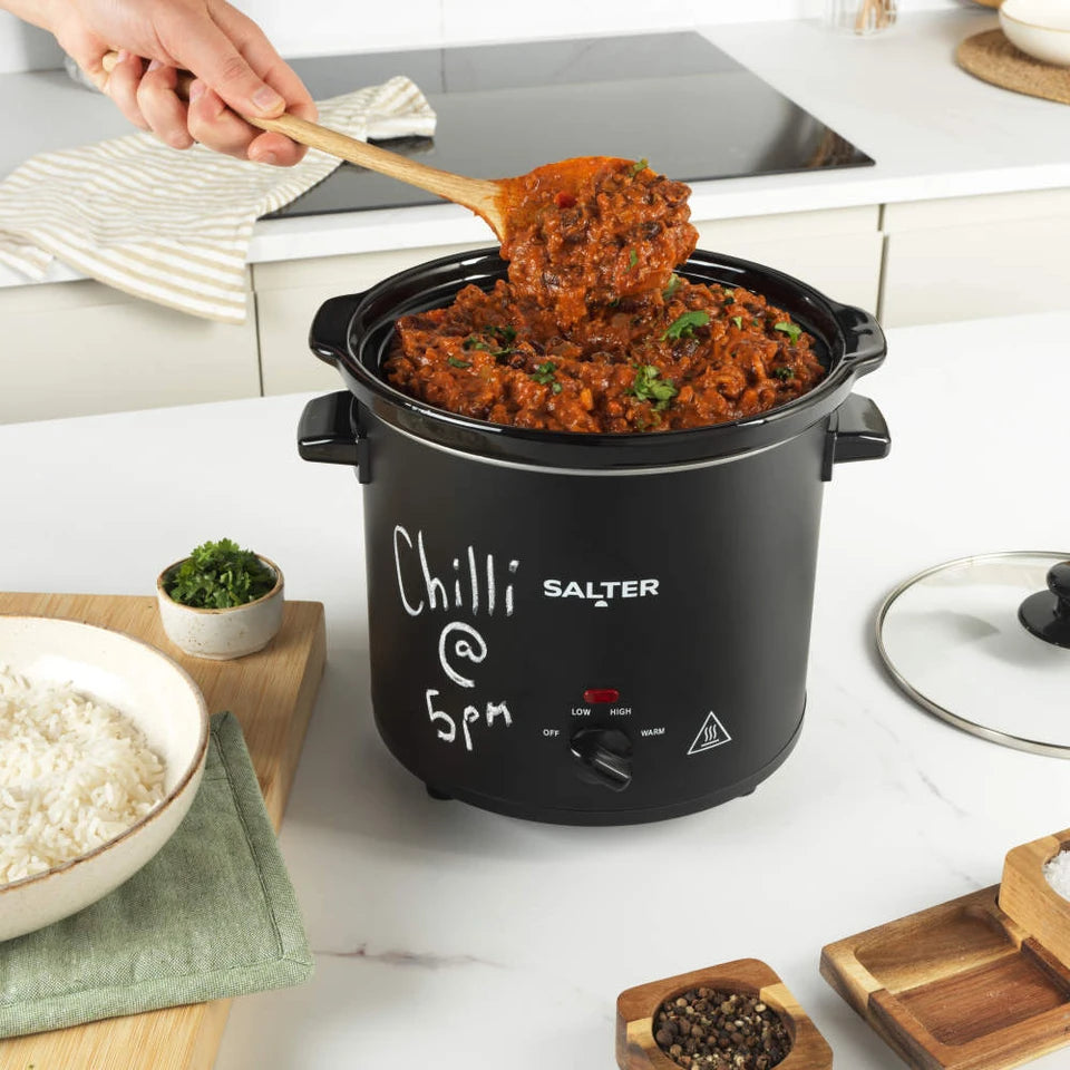 SALTER - 3.5L Chalkboard Slow Cooker - Black - EK6262 - Kitchenary