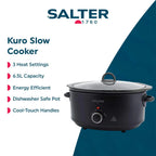 SALTER - 6.5L Kuro Slow Cooker - Black - EK6250MBLK - Kitchenary