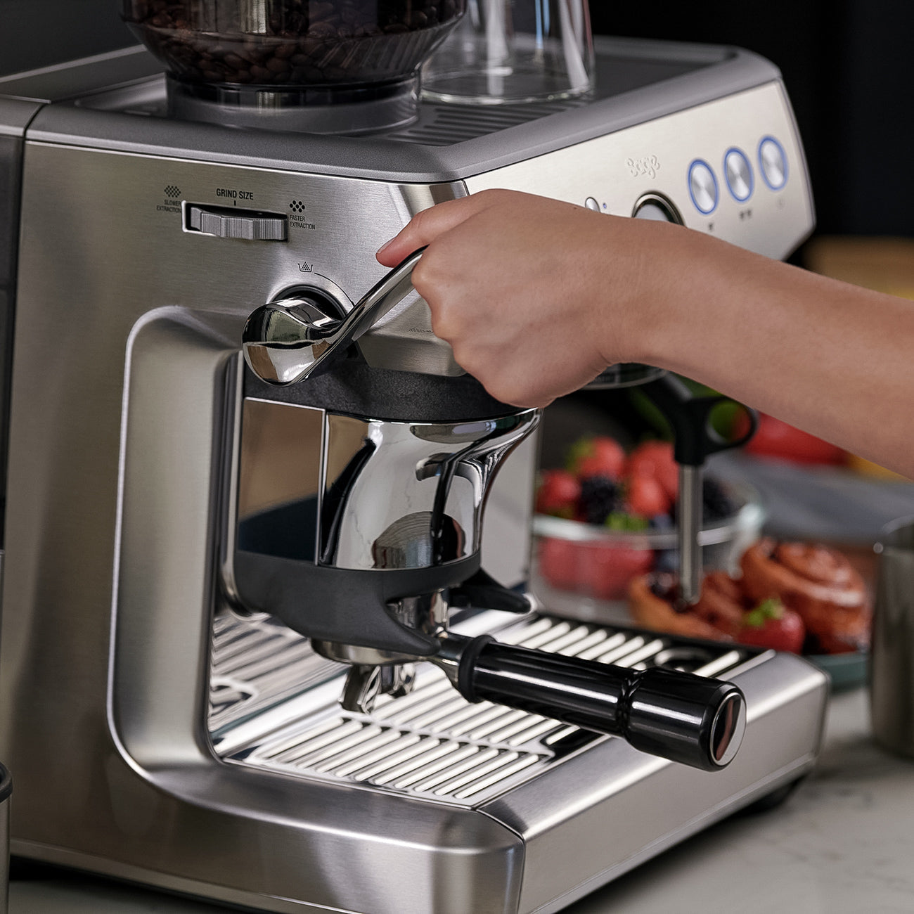 SAGE SES876BSS4GUK1 Barista Express Impress Espresso Machine - Stainless Steel