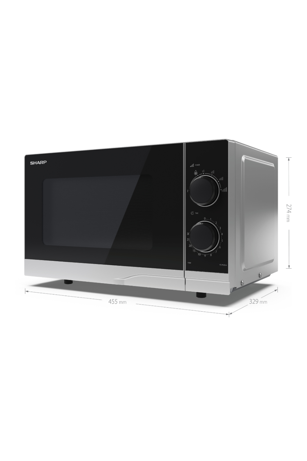SHARP - 20L 700W Solo Manual Microwave - Silver - YC-PS201AU-S - Kitchenary