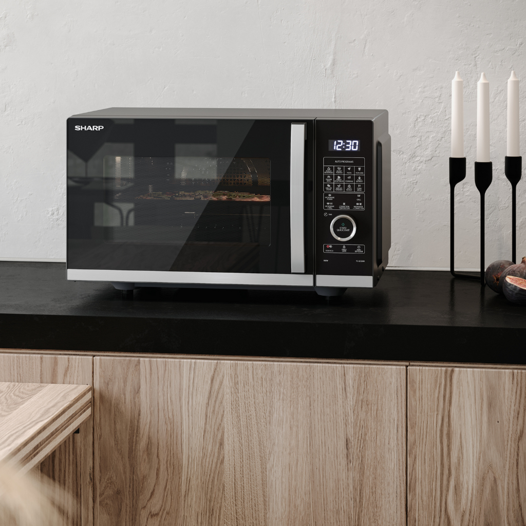SHARP - 25L 900W Combination Flatbed Microwave Oven - Black - YC-QC254AU-B - Kitchenary
