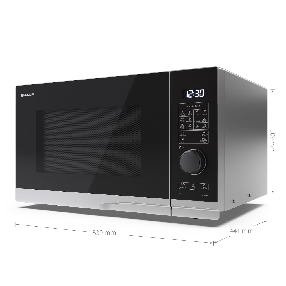 SHARP - 28L 900W Grill Microwave - Silver - YC-PG284AU-S - Kitchenary
