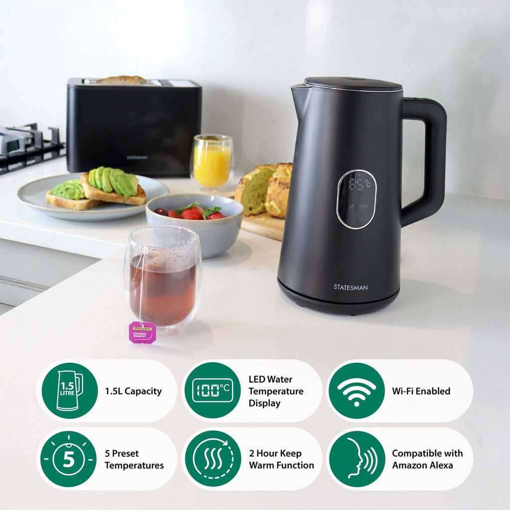 STATESMAN - 1.5L Smart Jug Kettle - Black - SKK01518B - Kitchenary