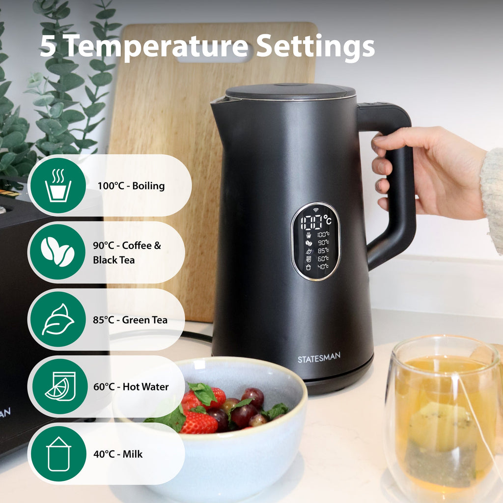 STATESMAN - 1.5L Smart Jug Kettle - Black - SKK01518B - Kitchenary