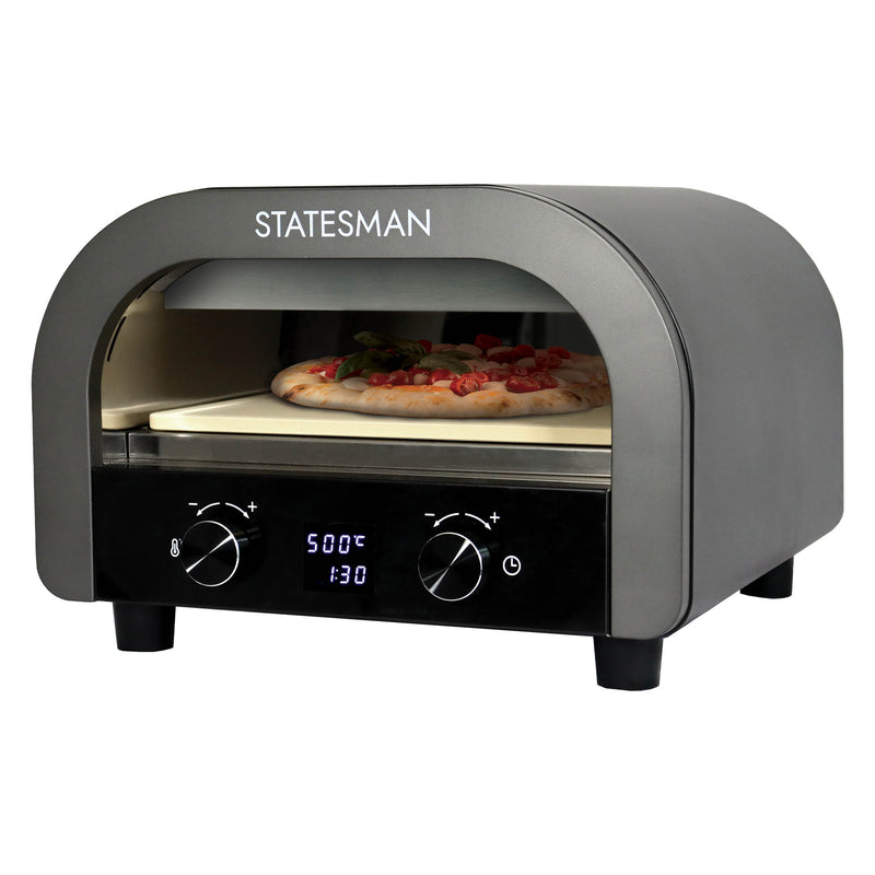 STATESMAN - 12 Inch Electric Pizza Oven - Black & Silver - SKPO0E13B - Kitchenary