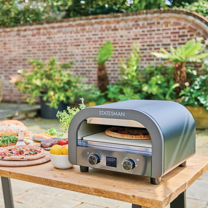 STATESMAN - 13 Inch Electric Pizza Oven - Black & Silver - SKPO0E13B - Kitchenary