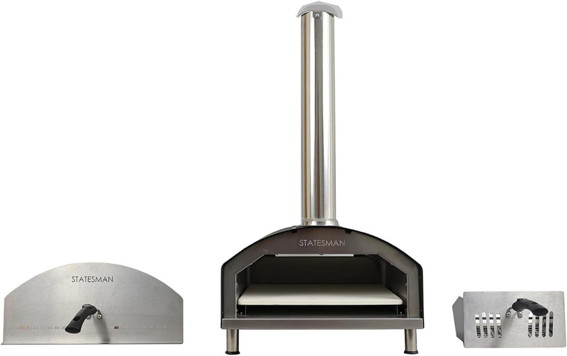 STATESMAN - 13 Inch Wood Pizza Oven - Black & Silver - SKPO0W13SS - Kitchenary