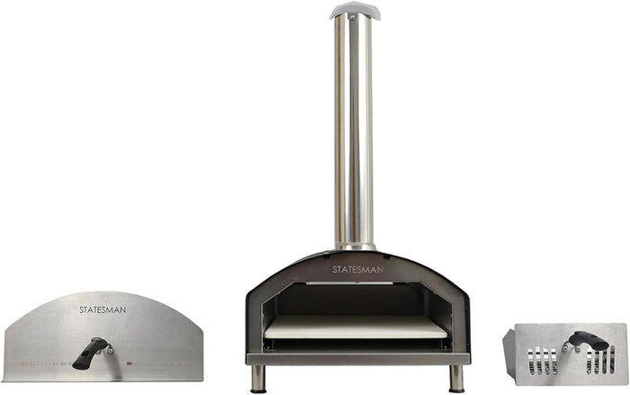 STATESMAN - 13 Inch Wood Pizza Oven - Black & Silver - SKPO0W13SS - Kitchenary