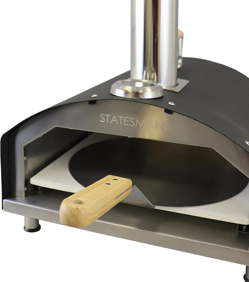 STATESMAN - 13 Inch Wood Pizza Oven - Black & Silver - SKPO0W13SS - Kitchenary