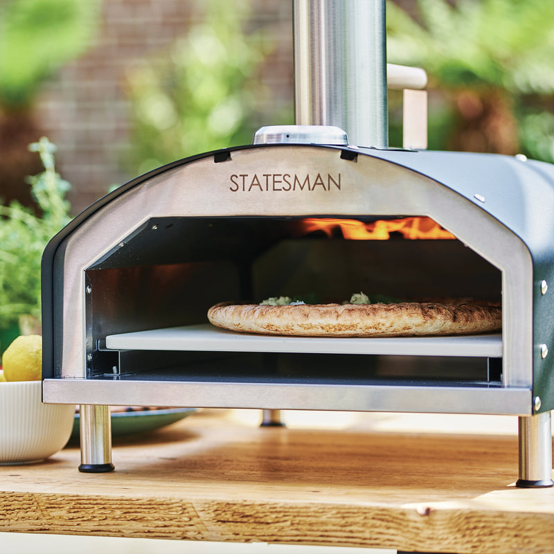 STATESMAN - 13 Inch Wood Pizza Oven - Black & Silver - SKPO0W13SS - Kitchenary