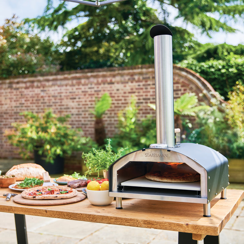 STATESMAN - 13 Inch Wood Pizza Oven - Black & Silver - SKPO0W13SS - Kitchenary