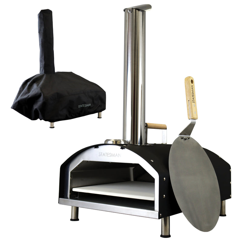 STATESMAN - 13 Inch Wood Pizza Oven - Black & Silver - SKPO0W13SS - Kitchenary