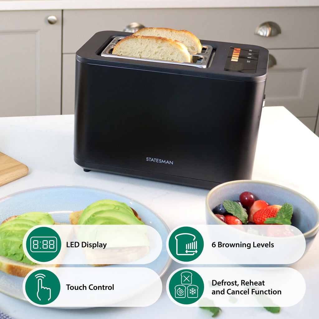 STATESMAN - 2 Slice Digital Toaster - Black - SKT02918B - Kitchenary