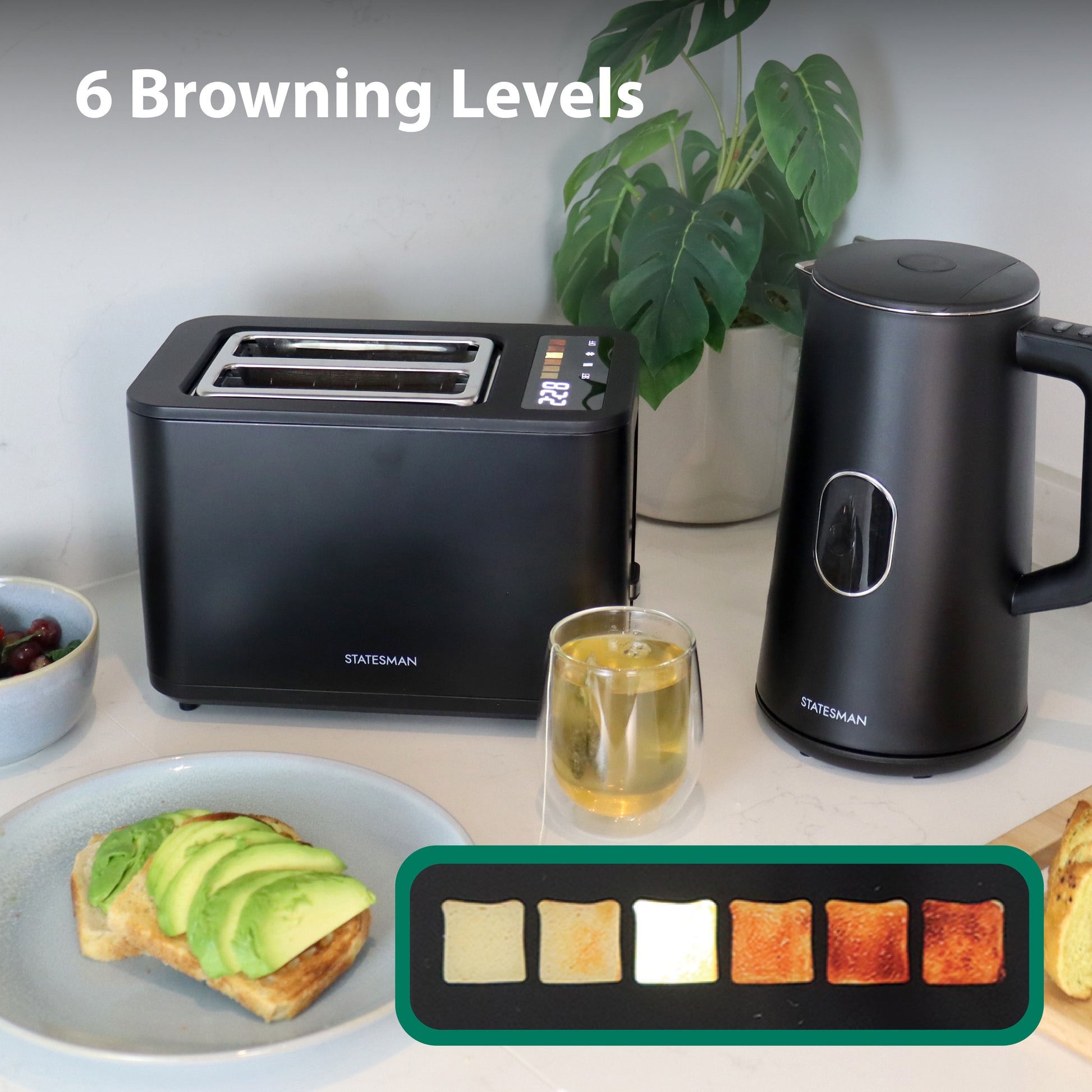 STATESMAN - 2 Slice Digital Toaster - Black - SKT02918B - Kitchenary
