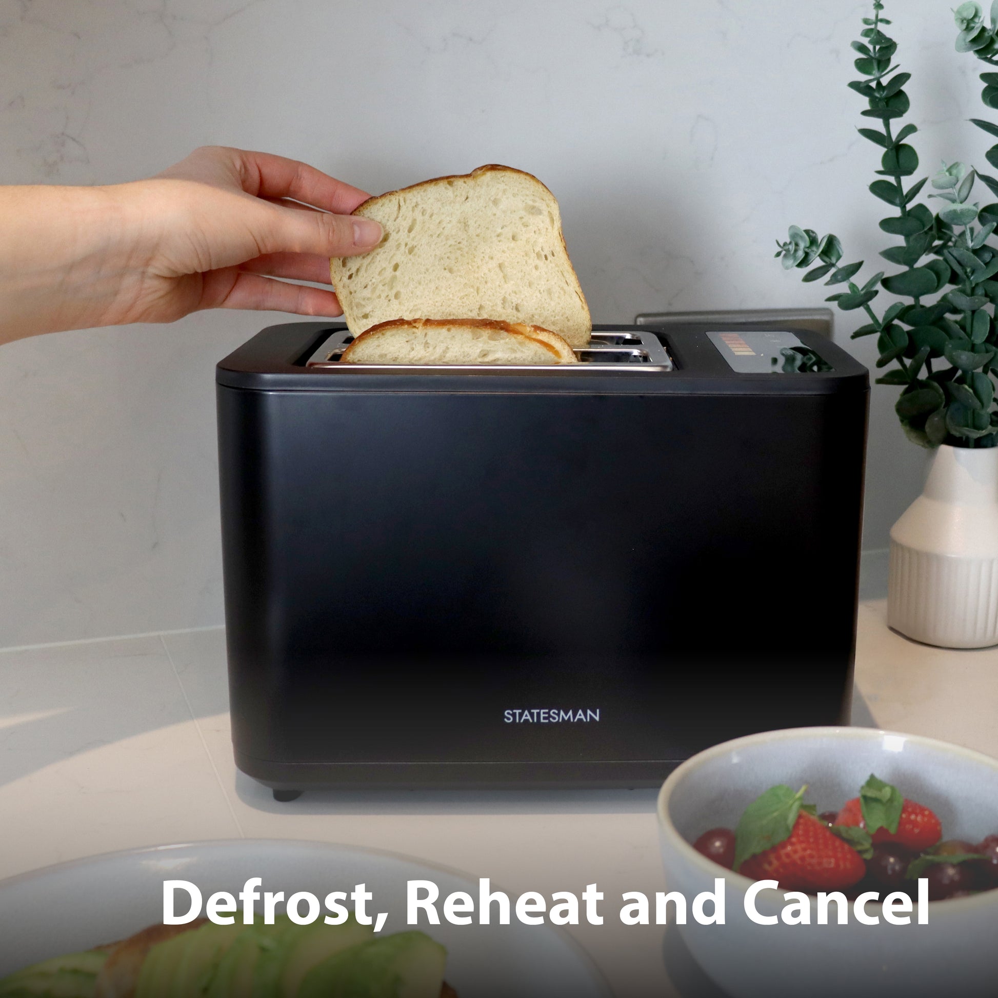 STATESMAN - 2 Slice Digital Toaster - Black - SKT02918B - Kitchenary
