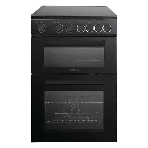 STATESMAN - 4 Zone 60cm Ceramic Dbl Cavity Oven W Timer - Black - EDC160B - Kitchenary
