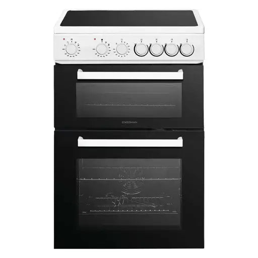 STATESMAN - 4 Zone 60cm Ceramic Dbl Cavity Oven W Timer - White - EDC160W - Kitchenary